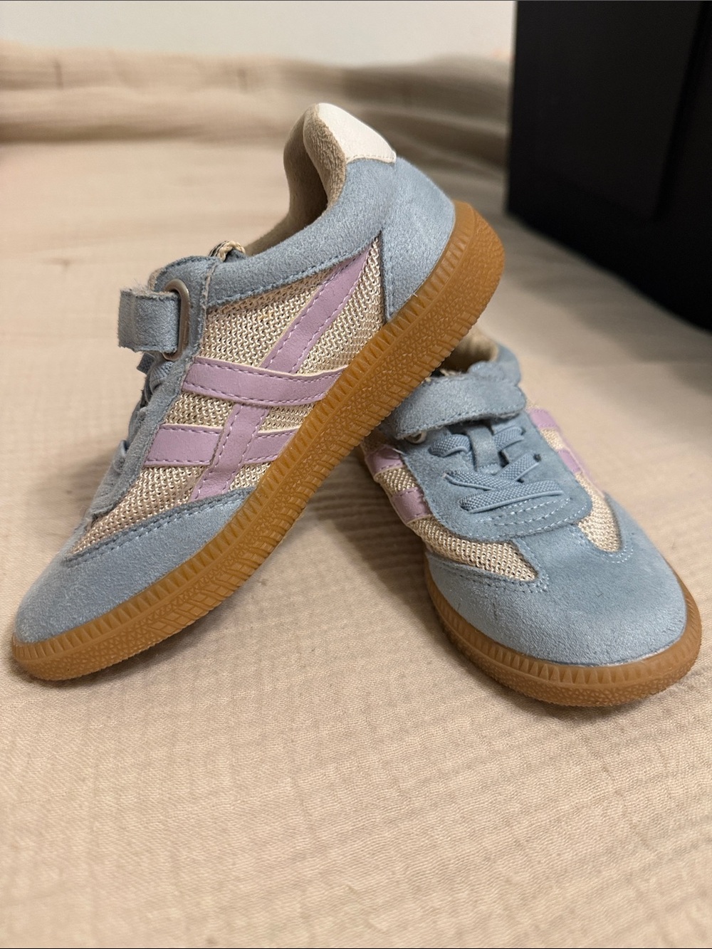 ShuShop Light Blue & Pink Kids Athletic Sneakers with Gum Sole